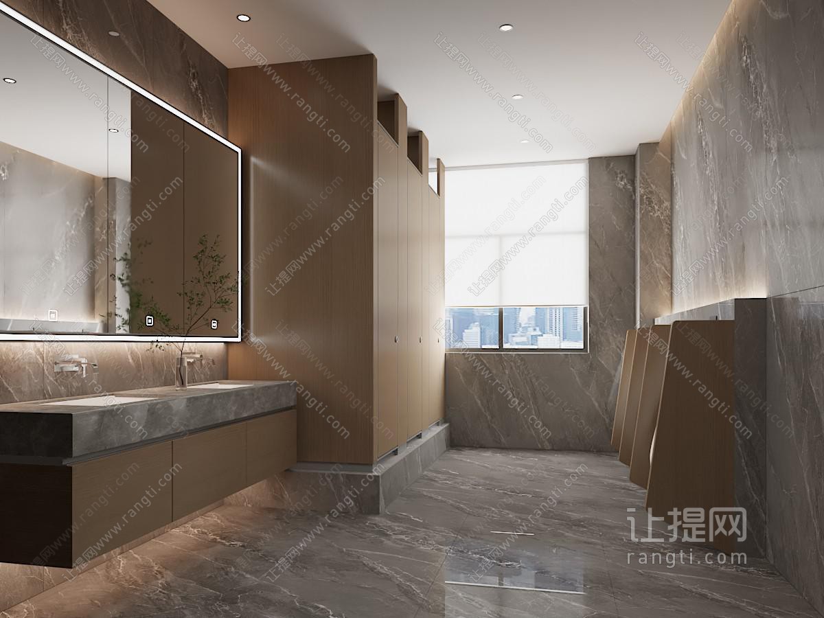 现代公共卫生间 现代工装卫生间