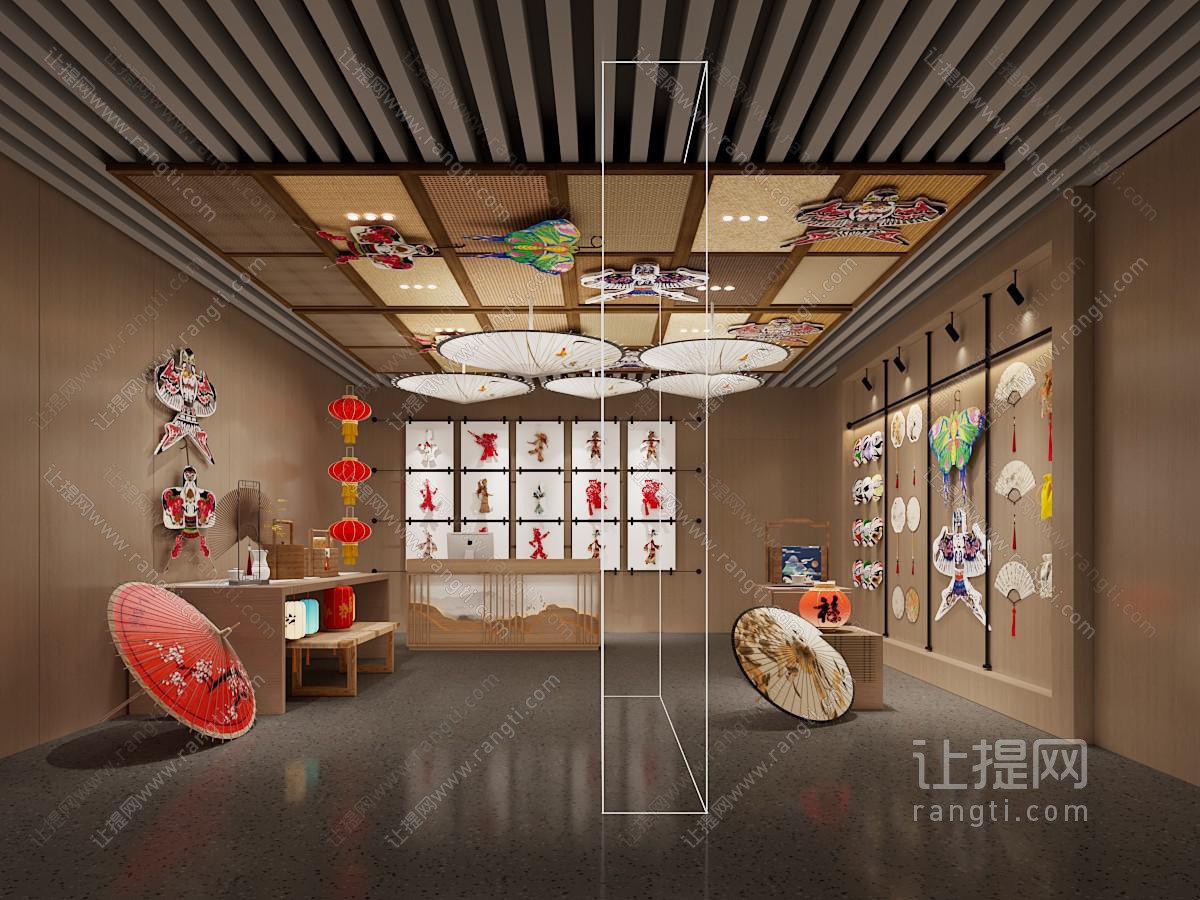 现代教育空间 文创 灯笼 油纸伞 风筝