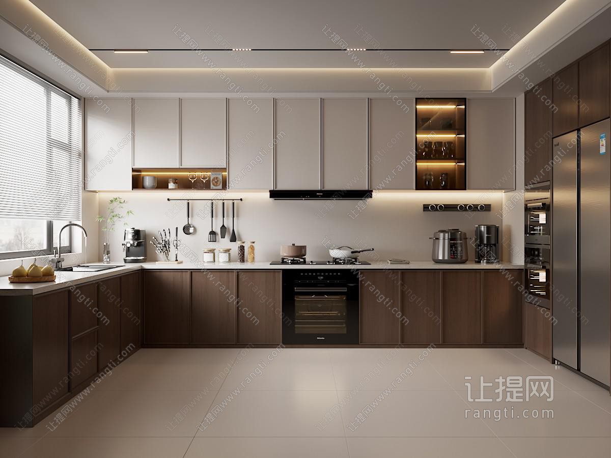现代中古封闭式厨房