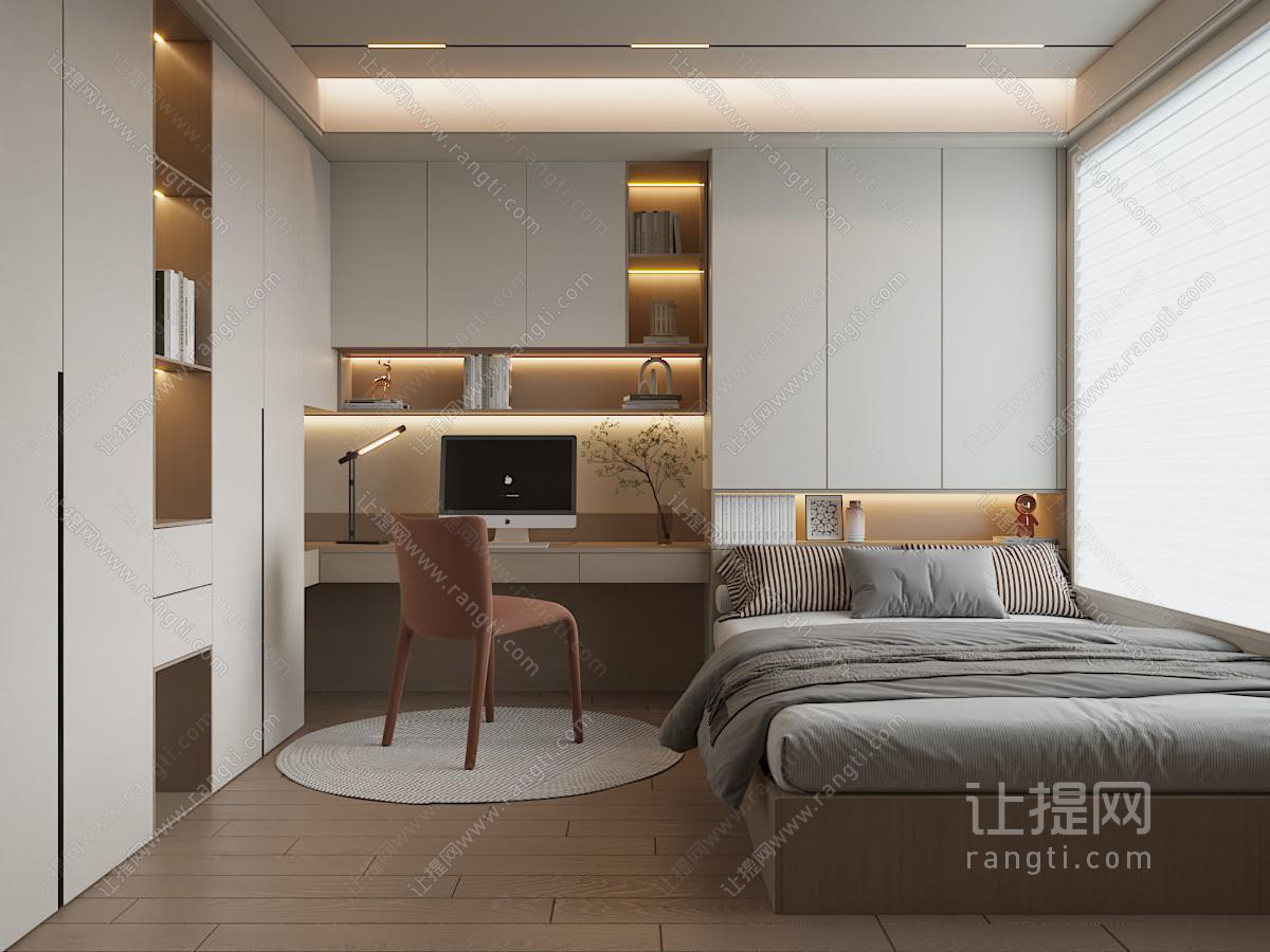 现代奶油榻榻米卧室