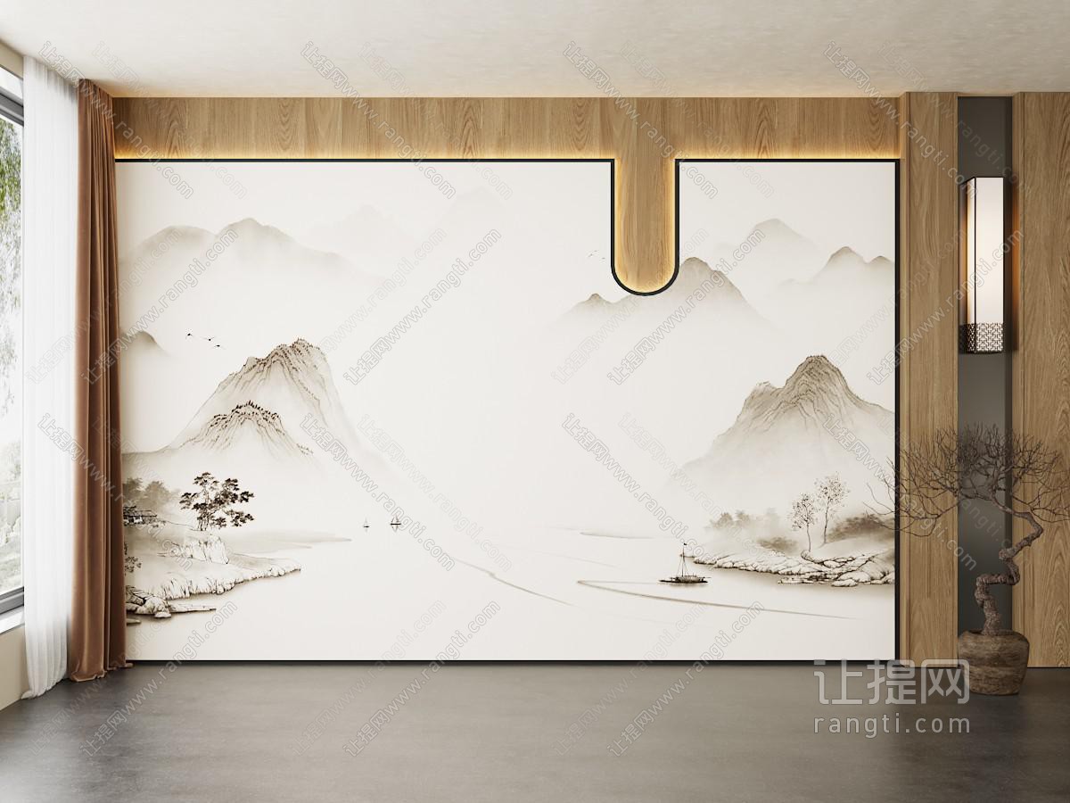 新中式中古沙发背景墙