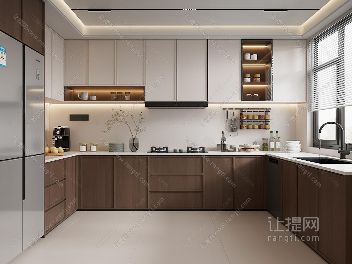 现代中古封闭式厨房