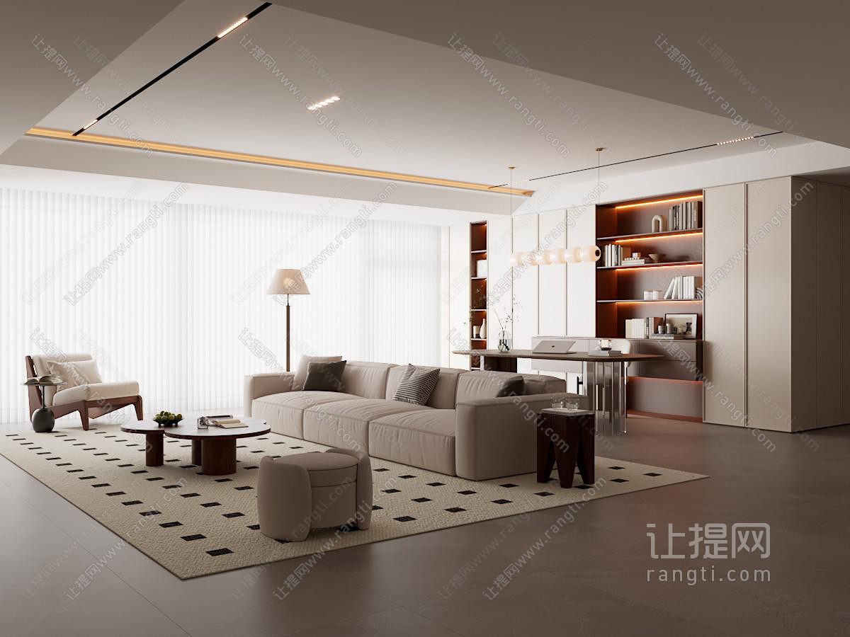 现代中古家居客厅