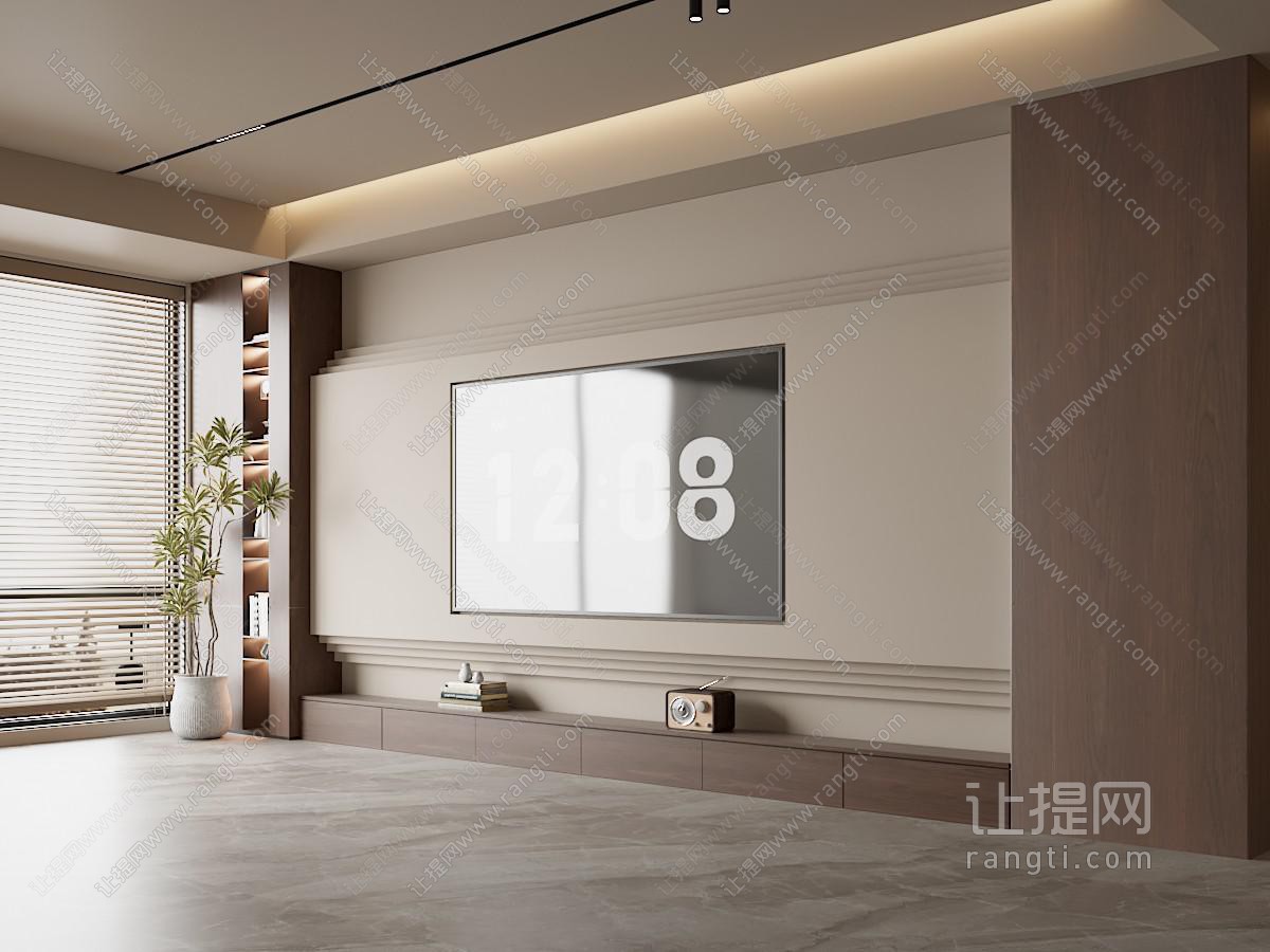 现代中古电视背景墙