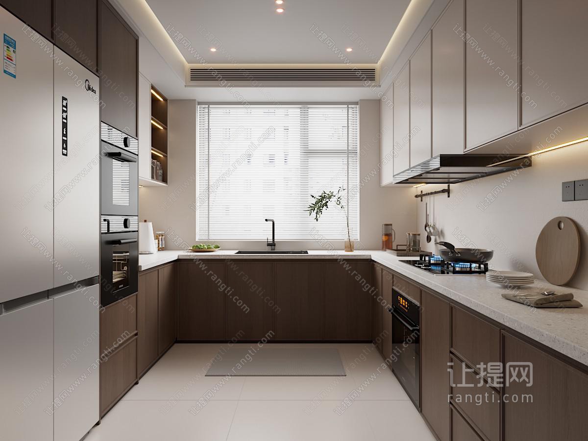 现代中古封闭式厨房