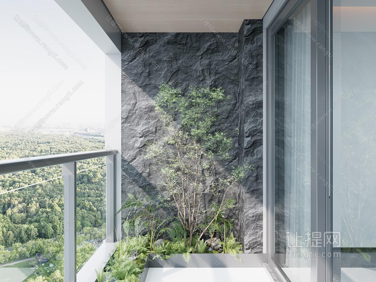 现代阳台景观植物