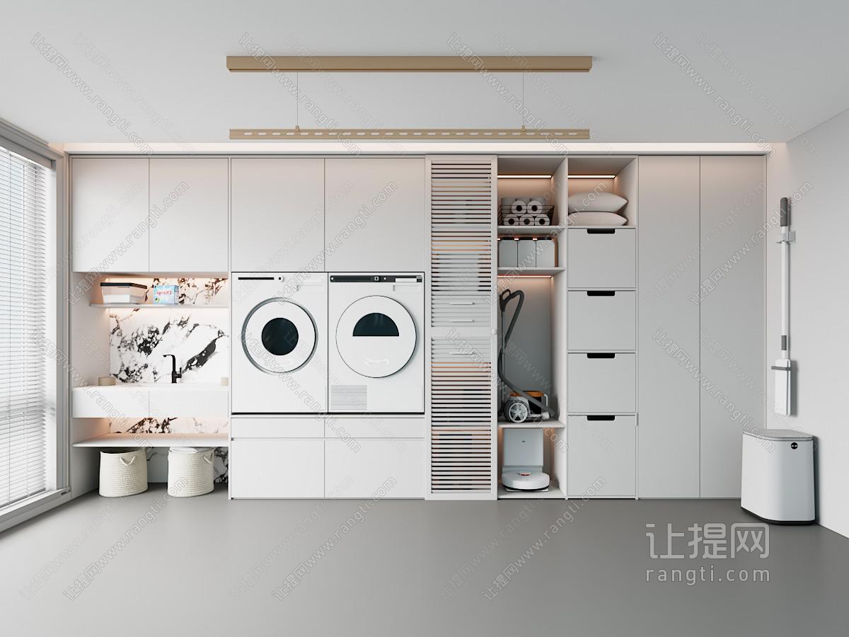 现代洗衣房 阳台洗衣机柜