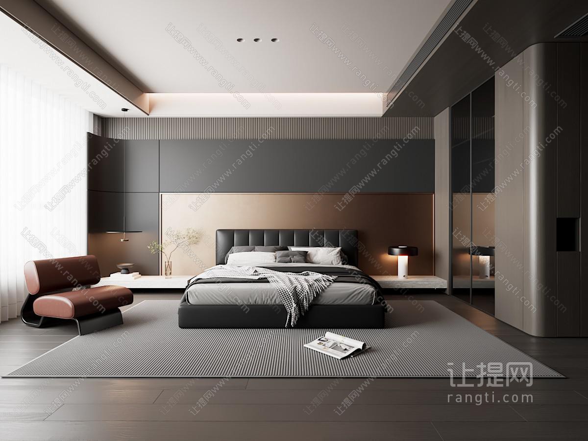 意式轻奢黑白灰卧室