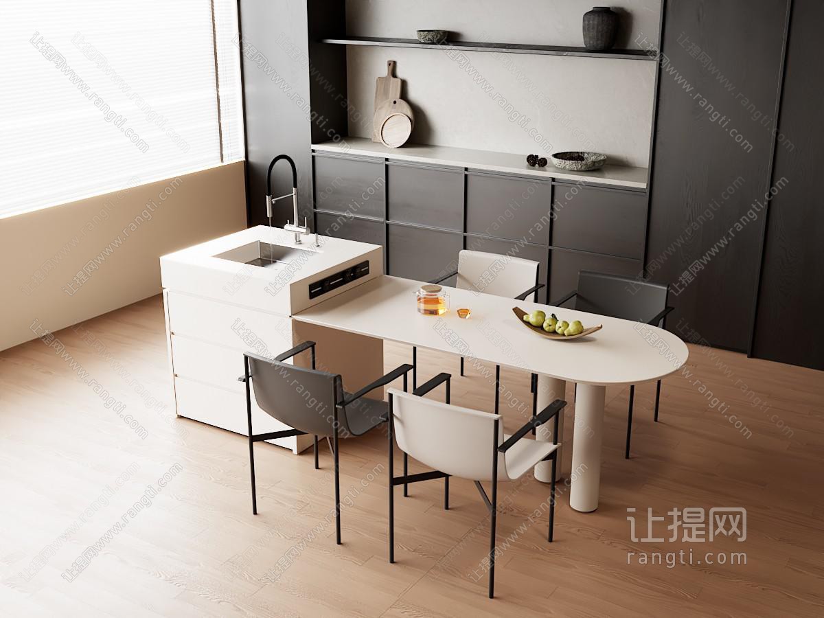 现代奶油餐桌椅