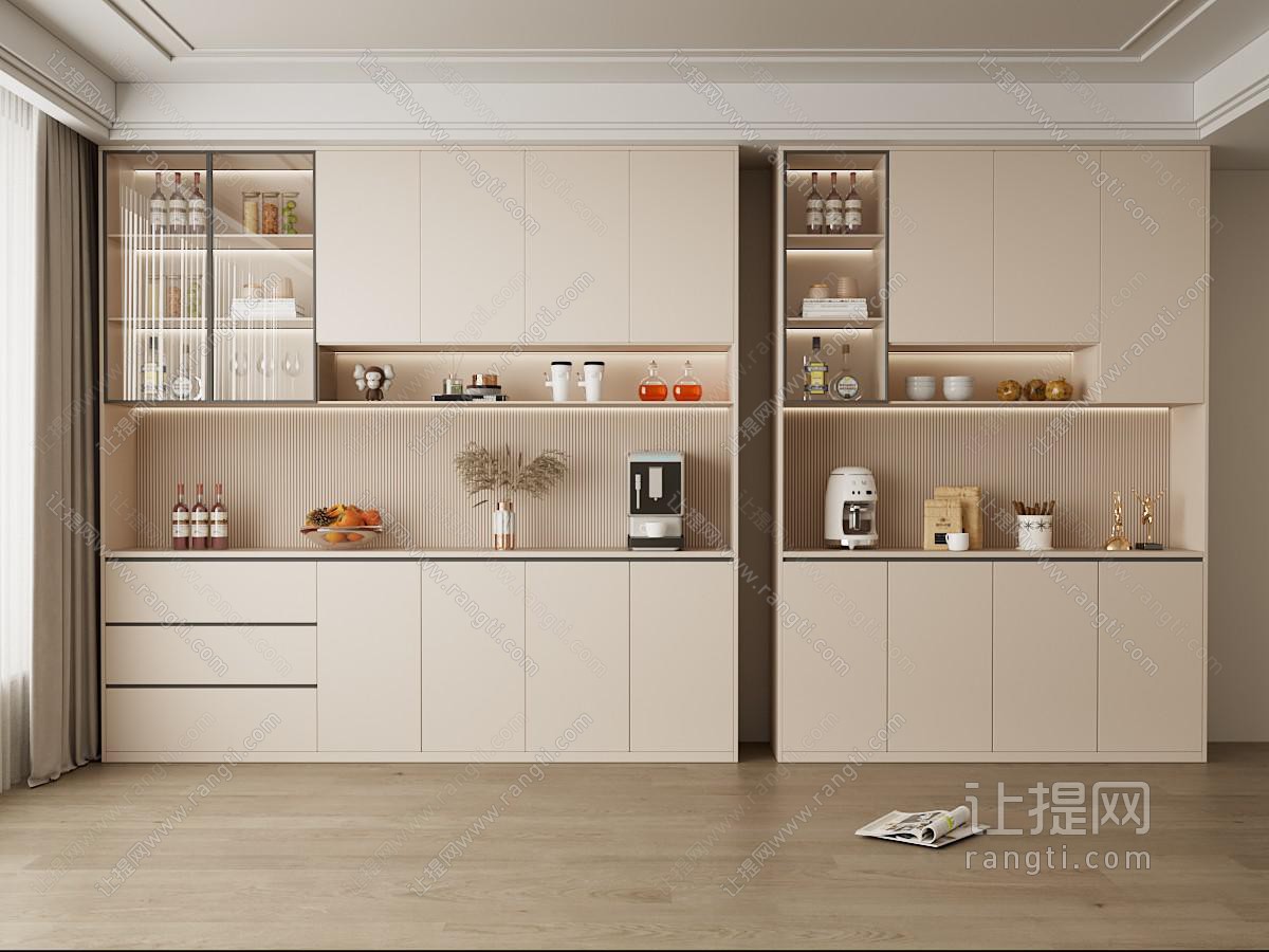 现代奶油风酒柜
