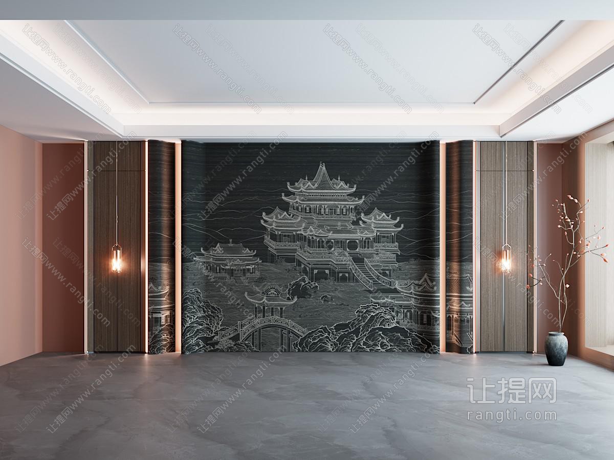 新中式背景墙