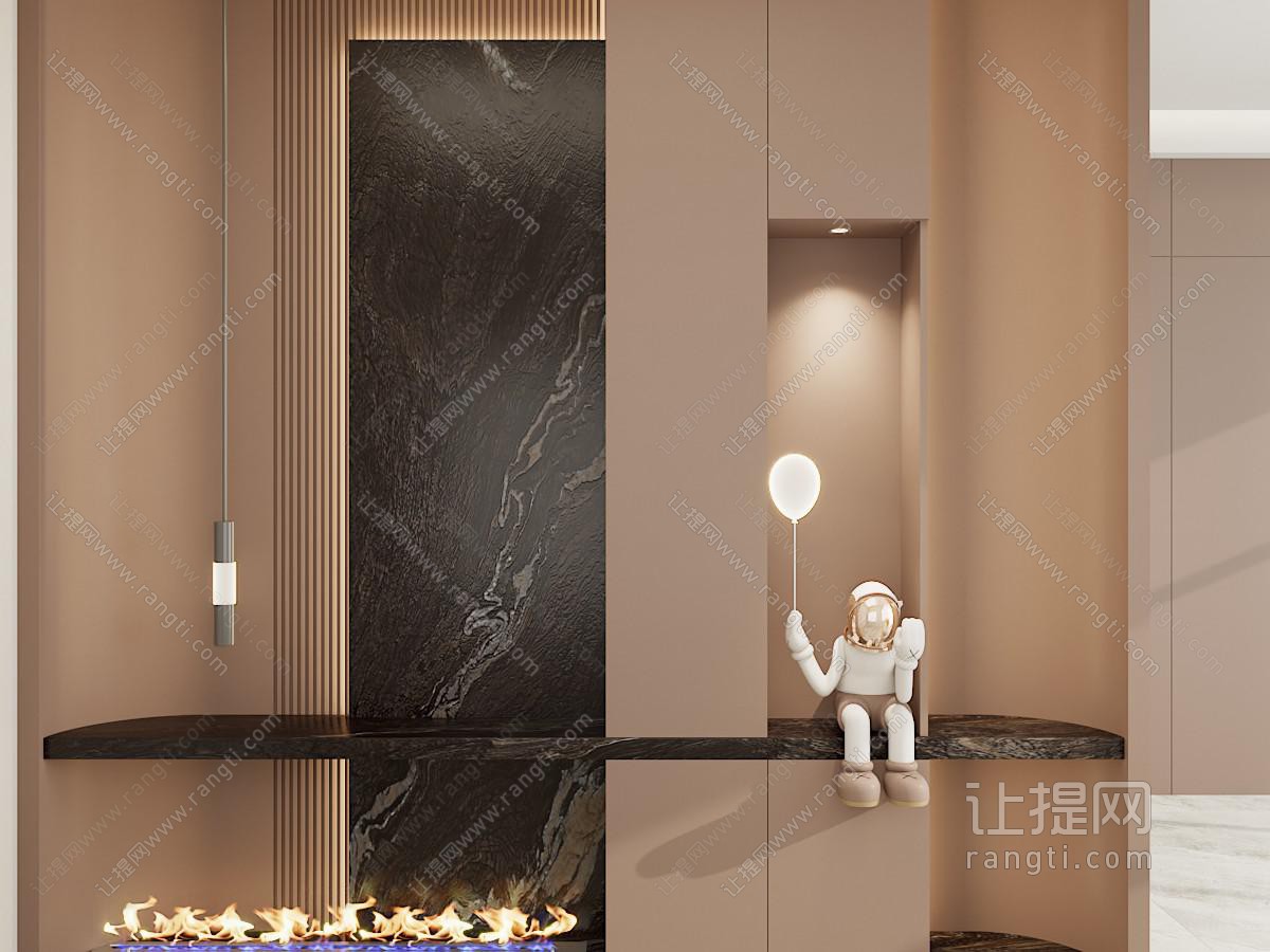 意式弧形玄关鞋柜 对景墙