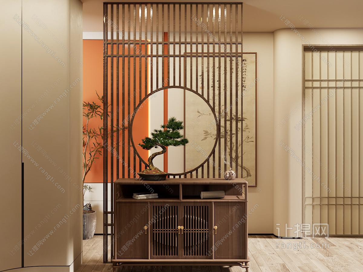 新中式中古玄关 过道玄关 门厅