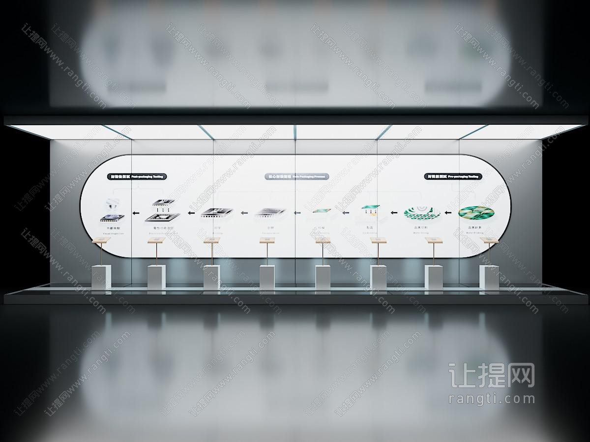 现代工业科技展厅 展台 芯片 拼接屏 展墙 互动展项