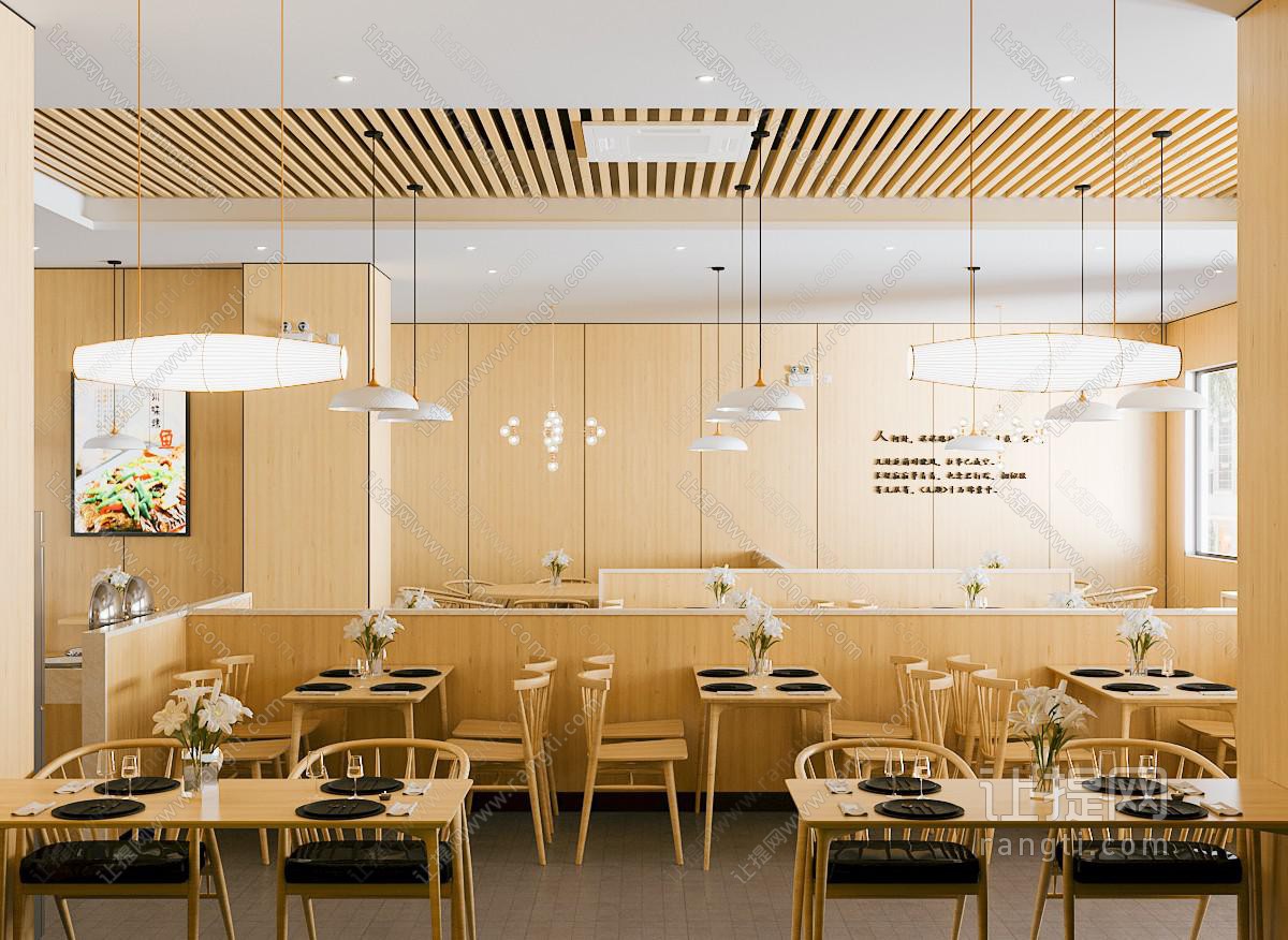 新中式饭店餐馆就餐区