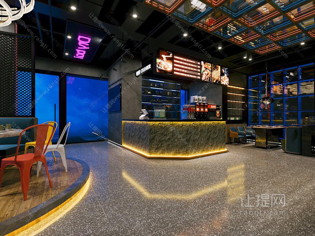 工业风饭店餐馆前台 就餐区