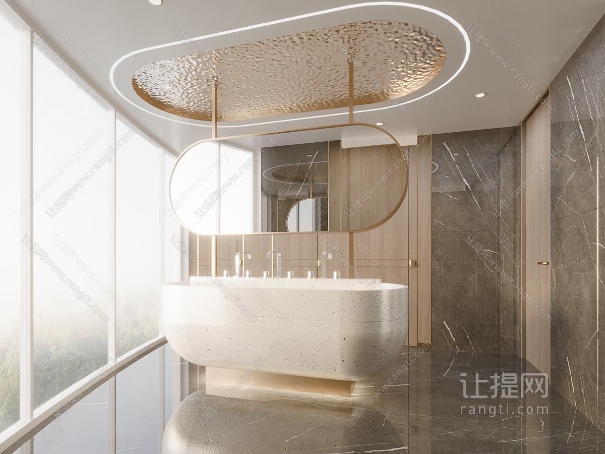 现代轻奢公共卫生间 酒店卫生间 商场卫生间 独立洗手