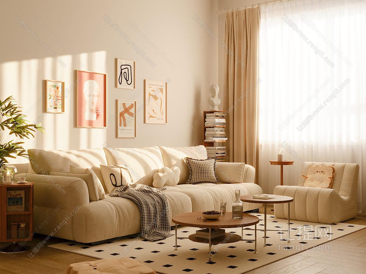 现代奶油风客厅
