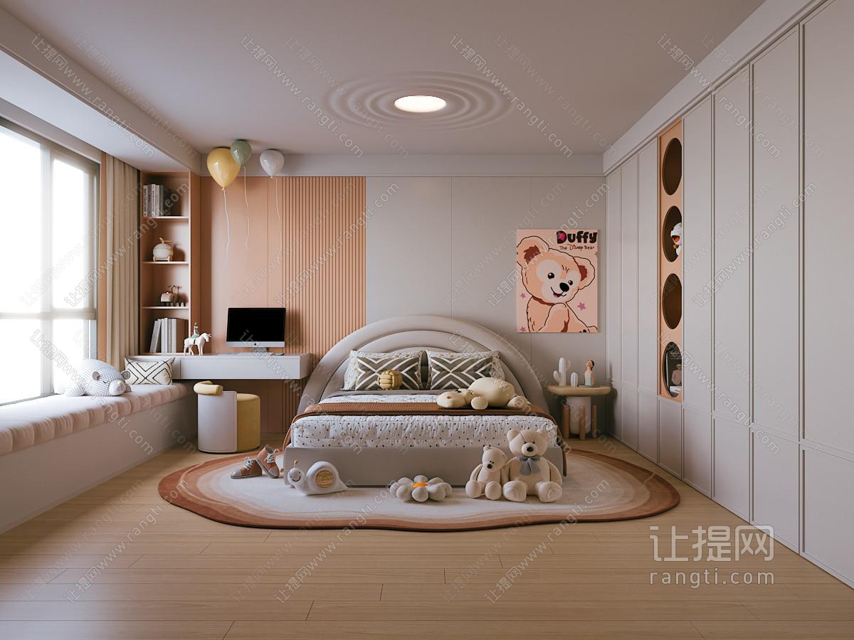 现代卧室 儿童房 儿童床