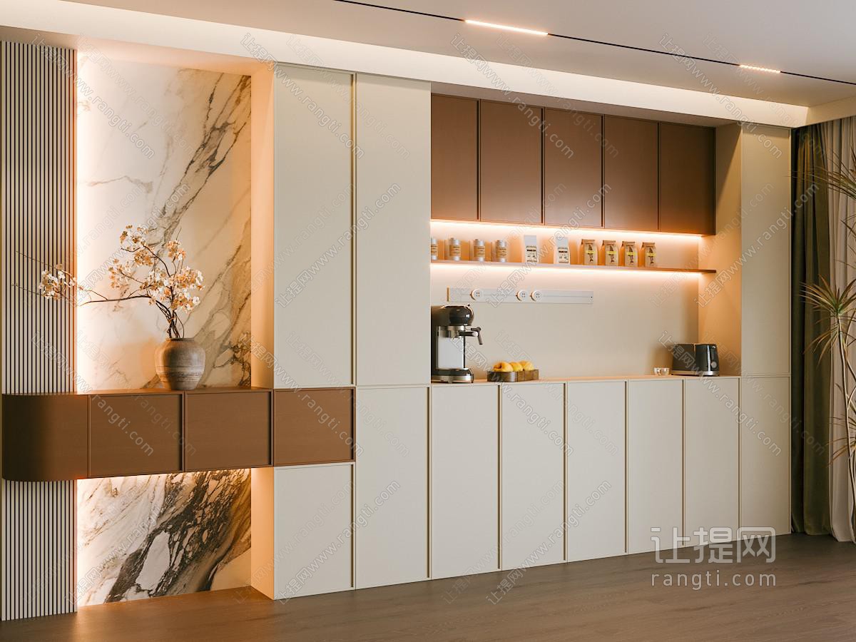 现代中古餐边柜