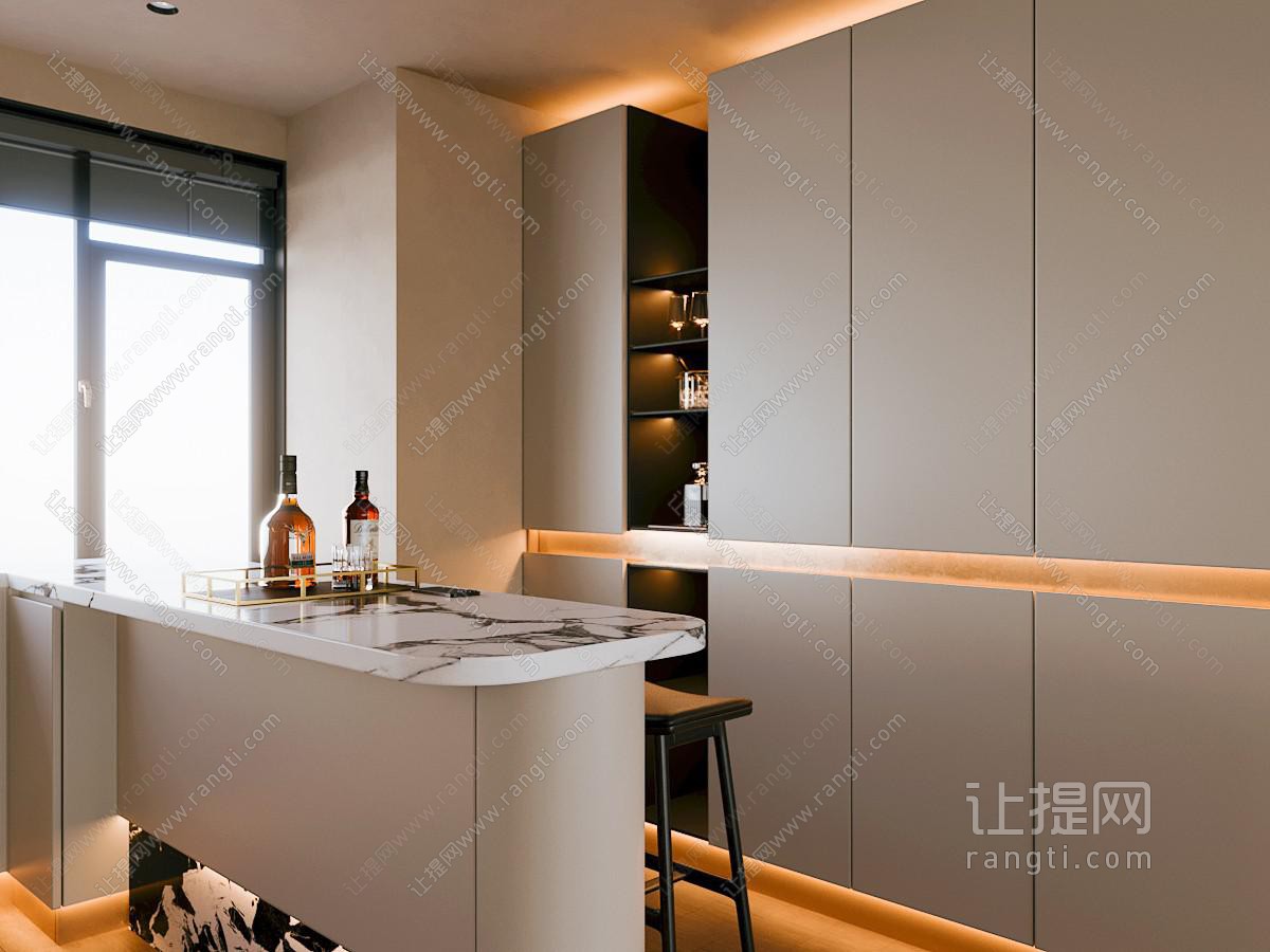 现代极简岛台餐厅