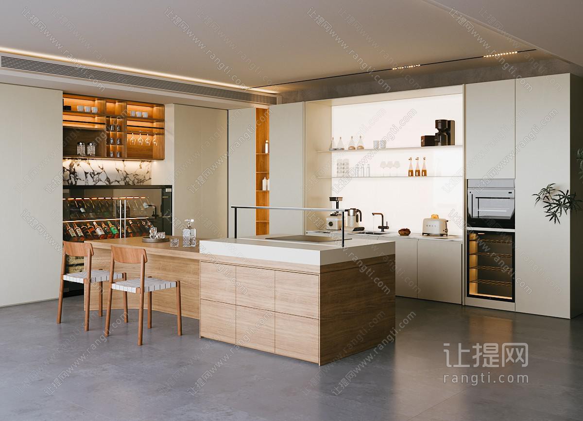 现代简约开放式厨房 餐厅厨房 半开放式厨房 吧台厨房