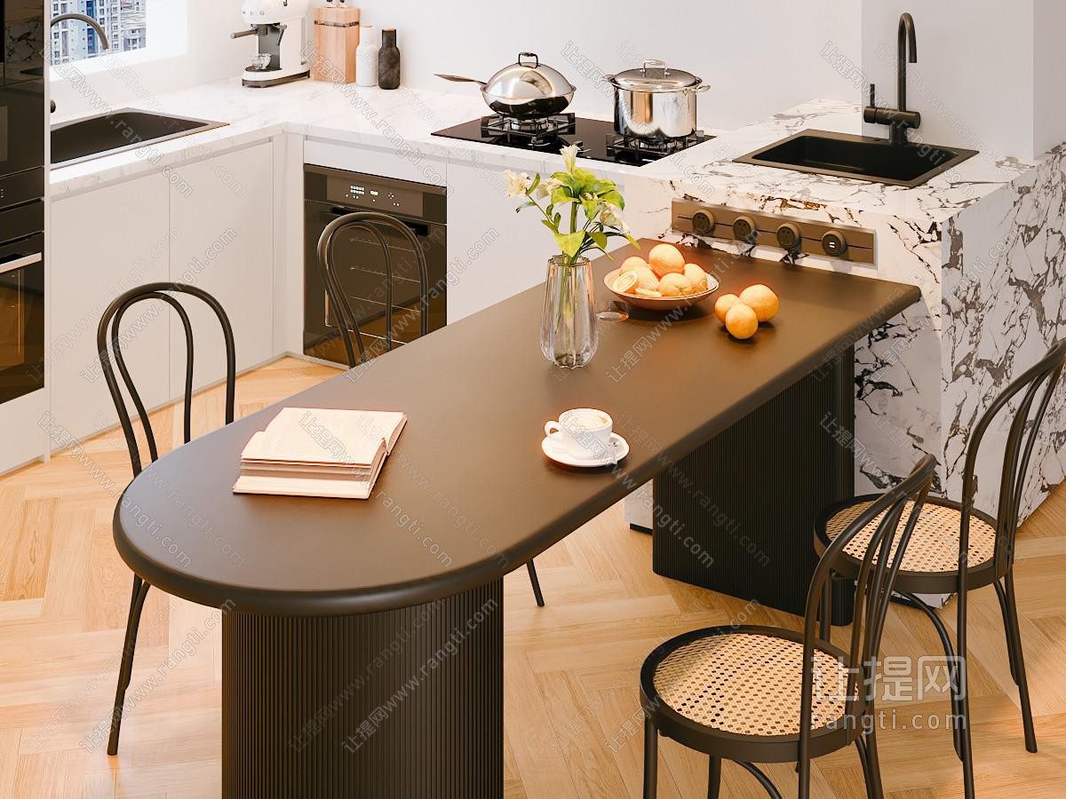 现代法式岛台餐厅