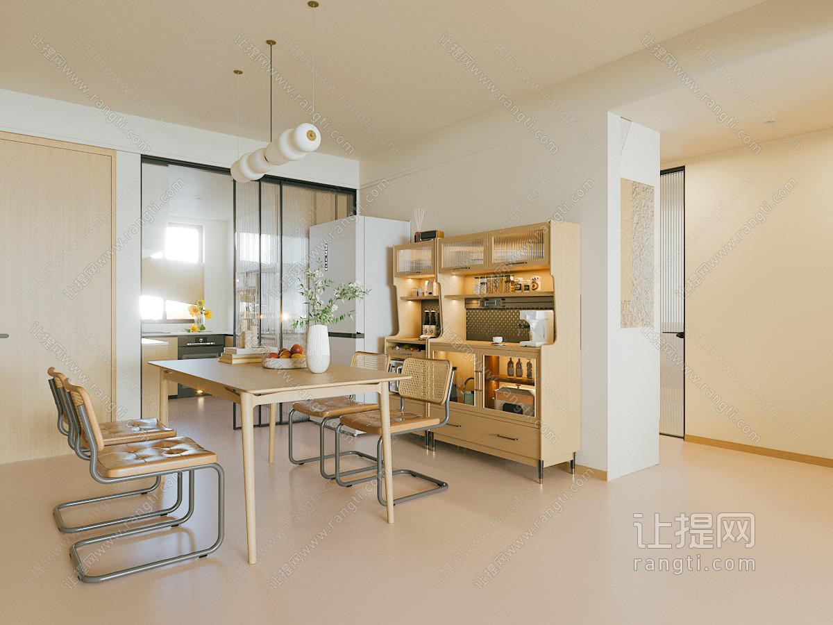 现代原木家居餐厅