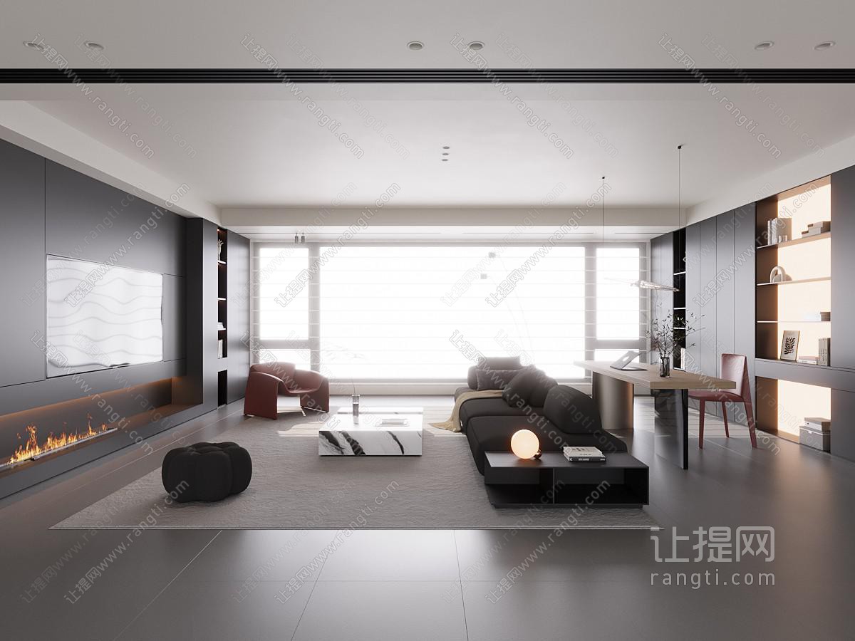意式极简客厅 大平层客厅