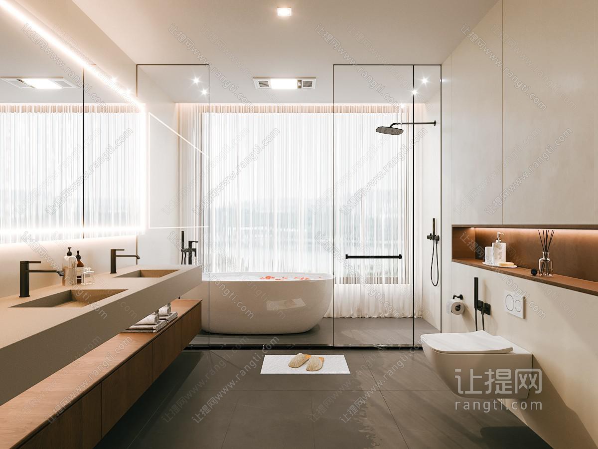现代卫生间 马桶 浴室柜