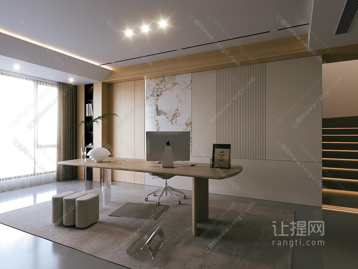 现代原木书桌 电脑桌 大板桌