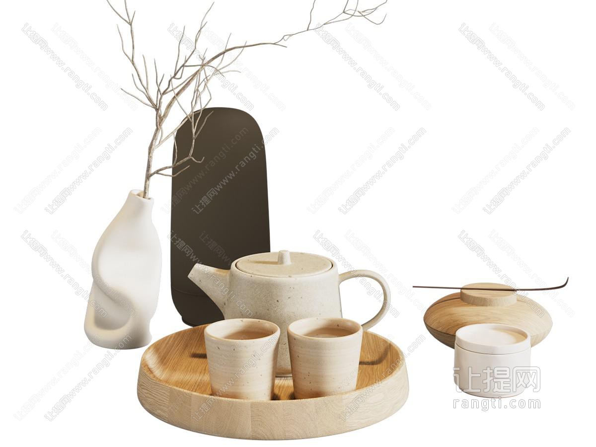 中式茶具 茶壶 茶杯 桌面摆件
