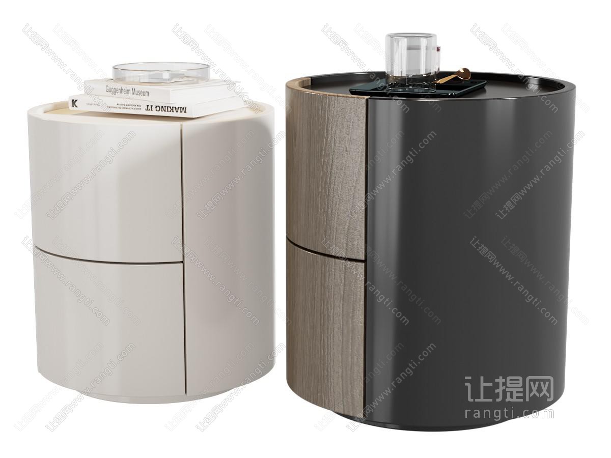 现代圆形床头柜