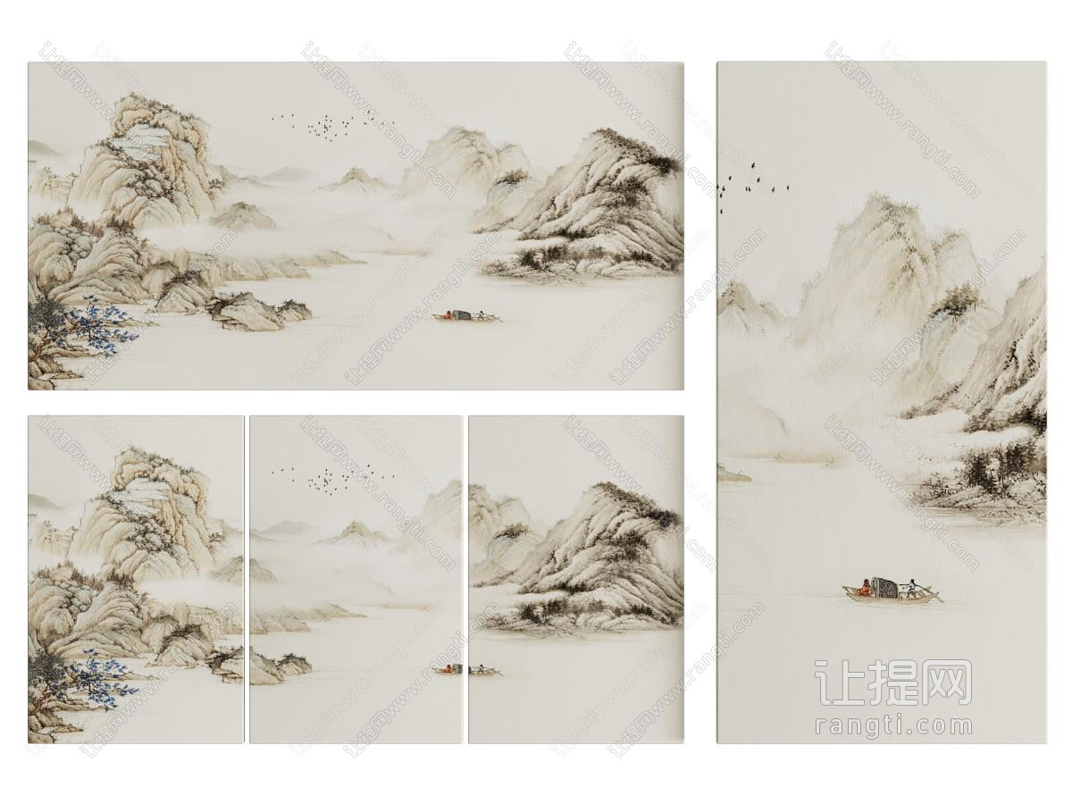 新中式水墨山水装饰挂画