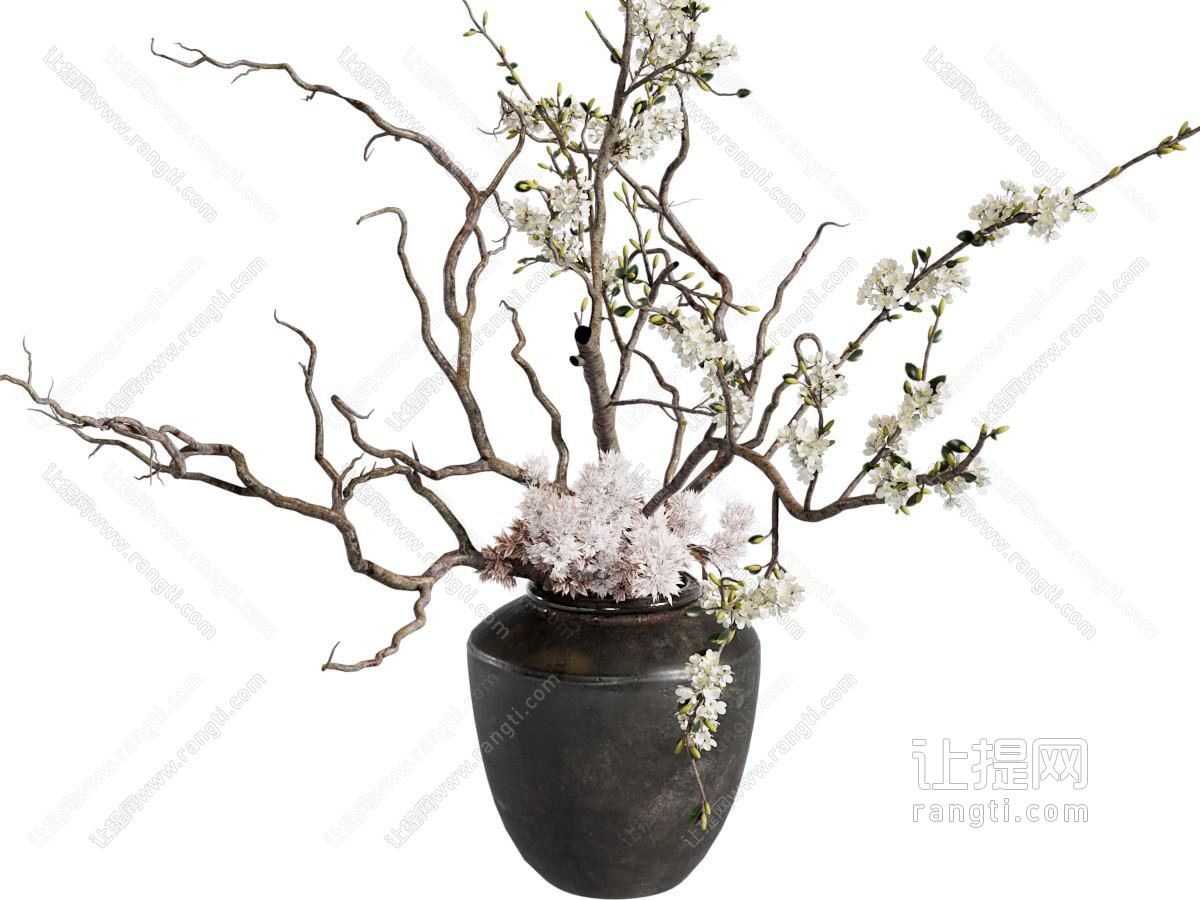 现代陶艺花瓶花卉