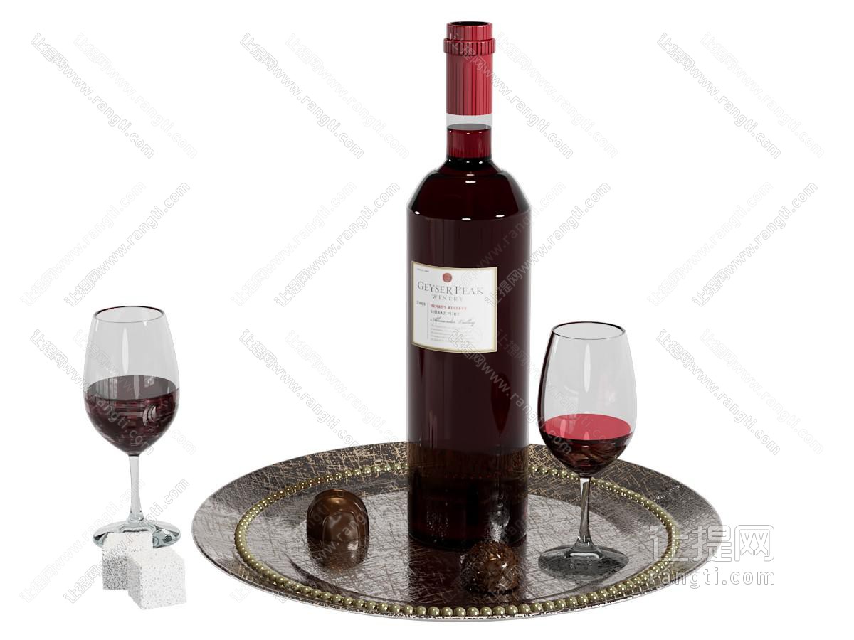 现代酒瓶酒杯