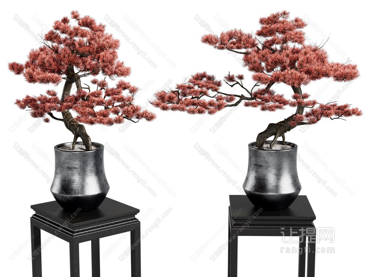 花瓶盆景 罗汉松盆景 古建筑装饰吊灯 花瓶花架