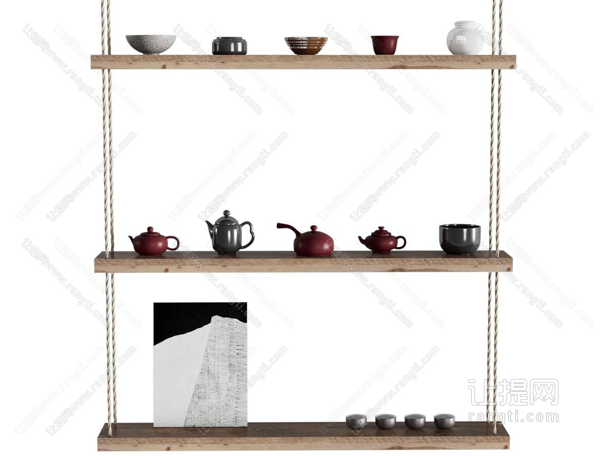 新中式置物架 茶具