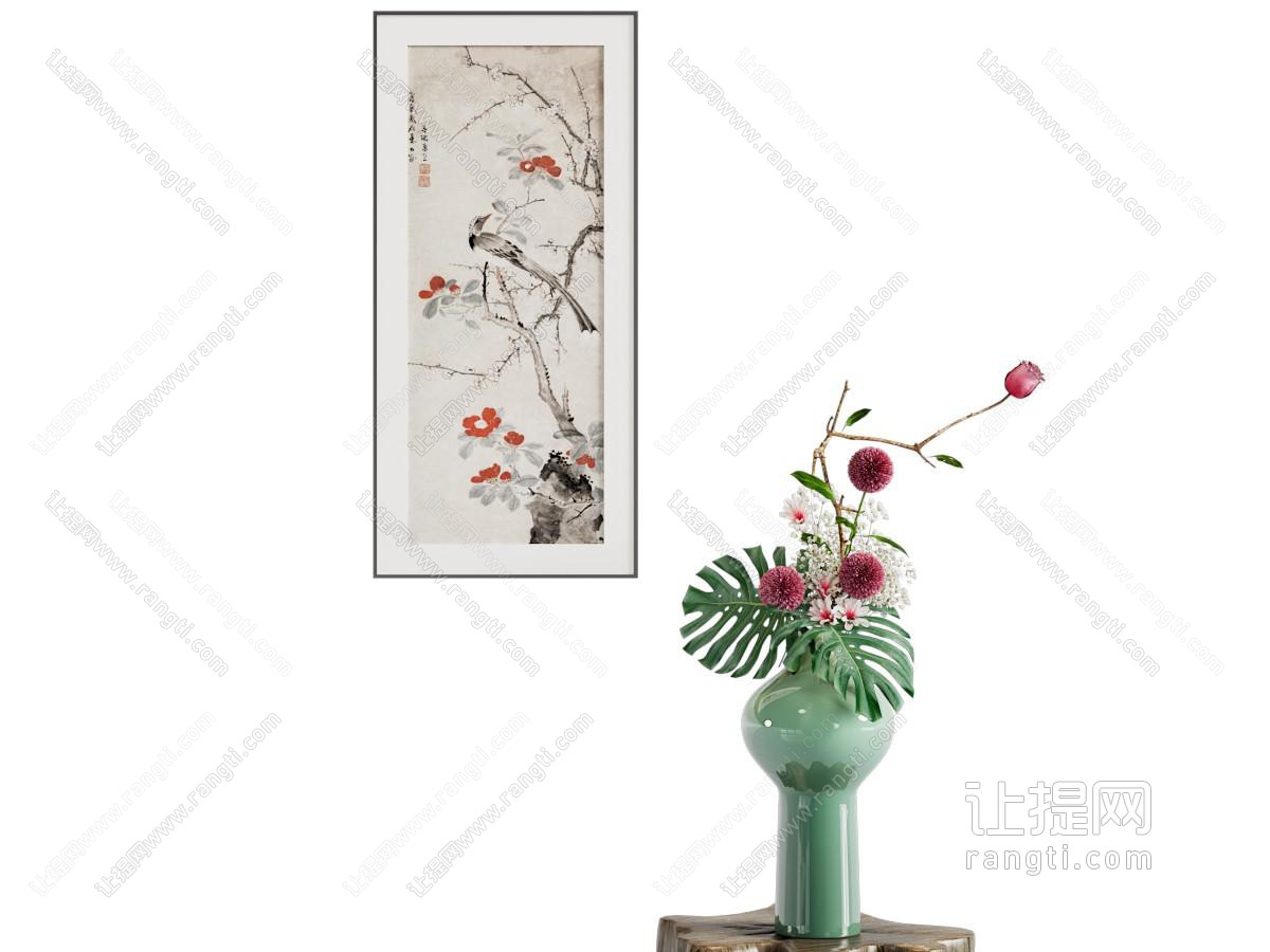 新中式插花 花瓶摆件组合 日式插花 花艺 小原流  菊