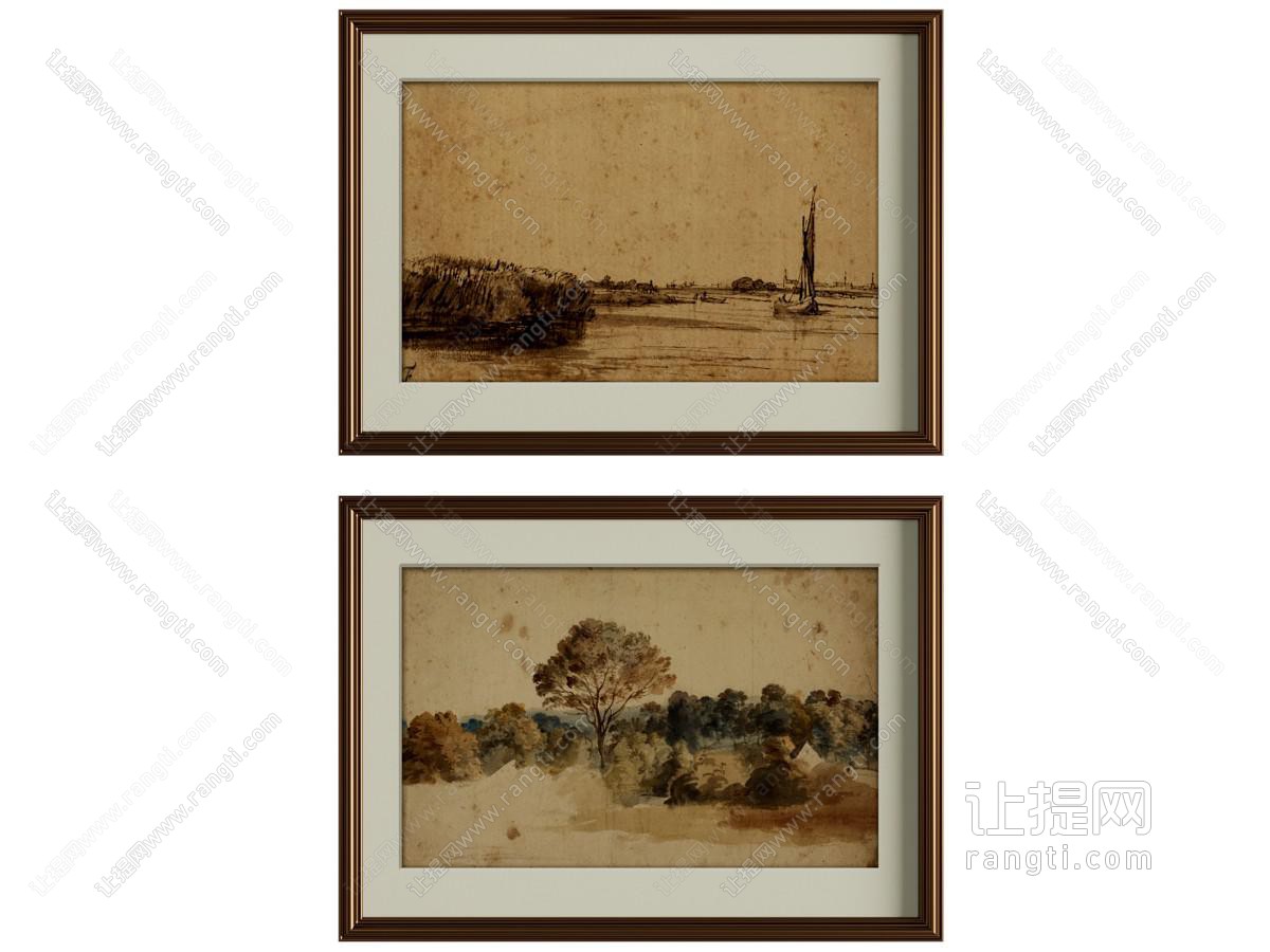 现代中古风装饰挂画