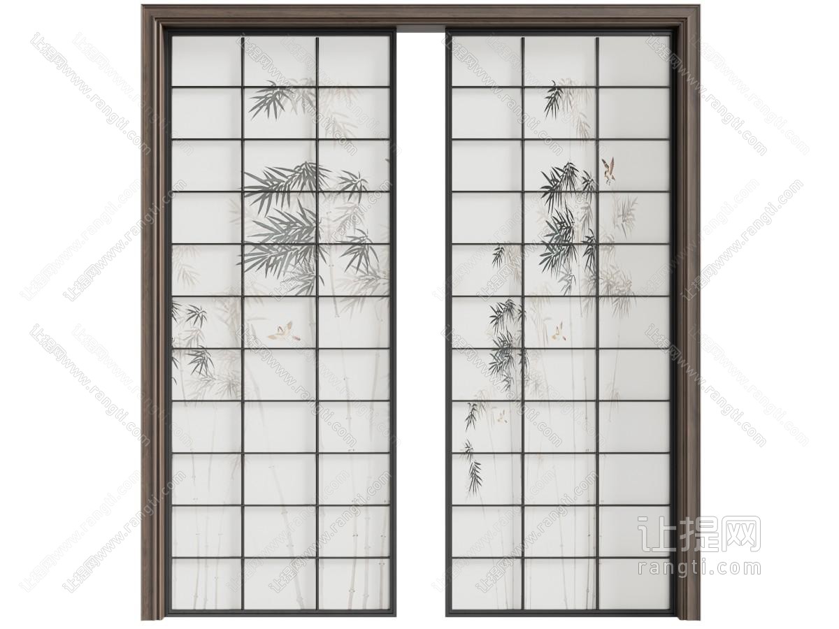现代新中式推拉门 日式推拉门 木格栅隔断 厨房卫生间