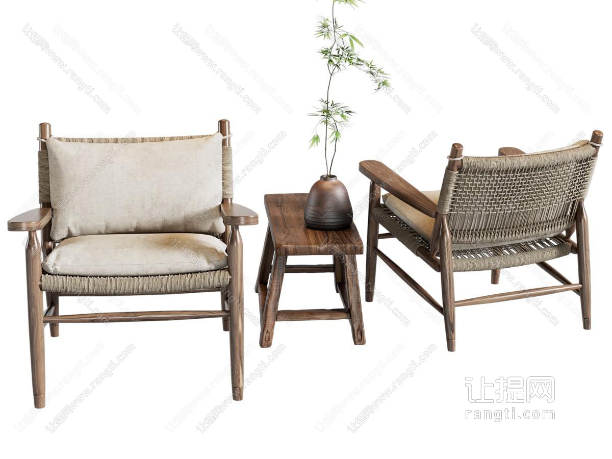 中古侘寂风休闲椅子 边几