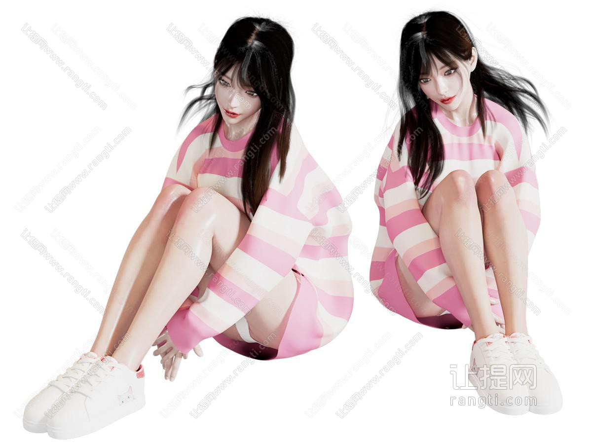 休闲少女 坐姿人物