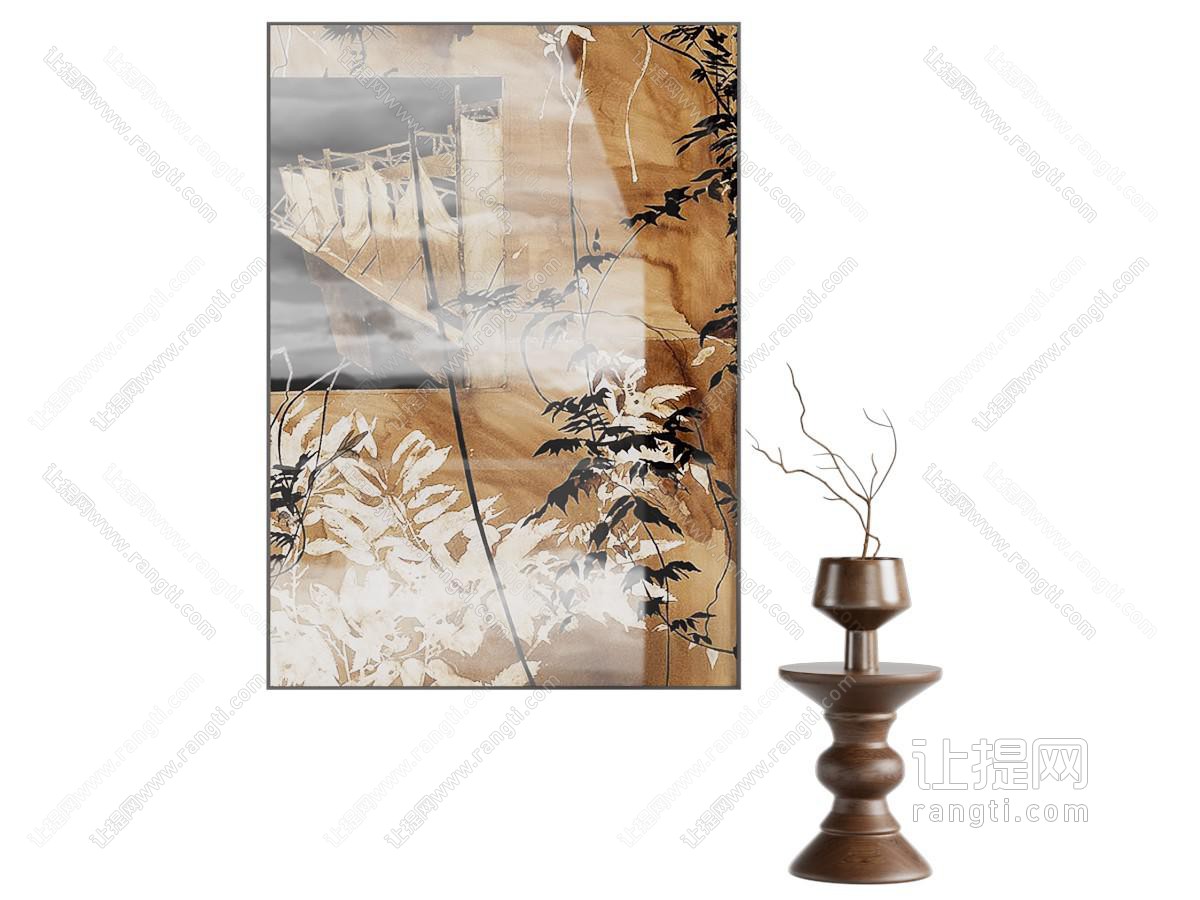 法式复古挂画 客厅挂画 玄关挂画 中古挂画 植物挂画