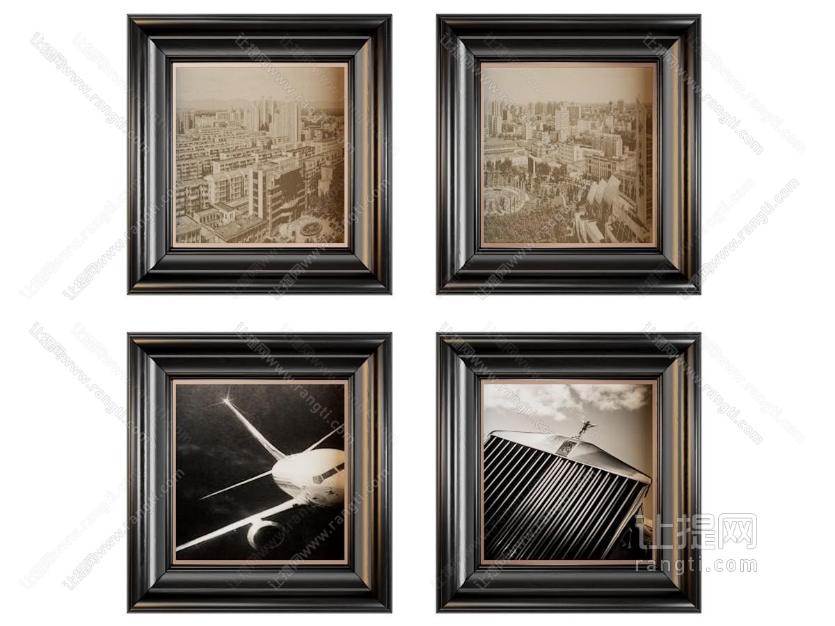 复古中古挂画 挂画组合 黑白挂画 画框 复古挂画