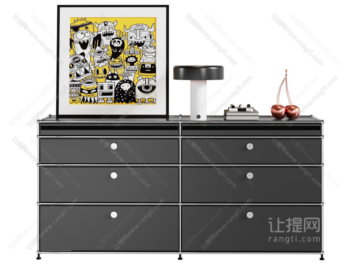 现代斗柜 装饰柜 装饰画 陈设品