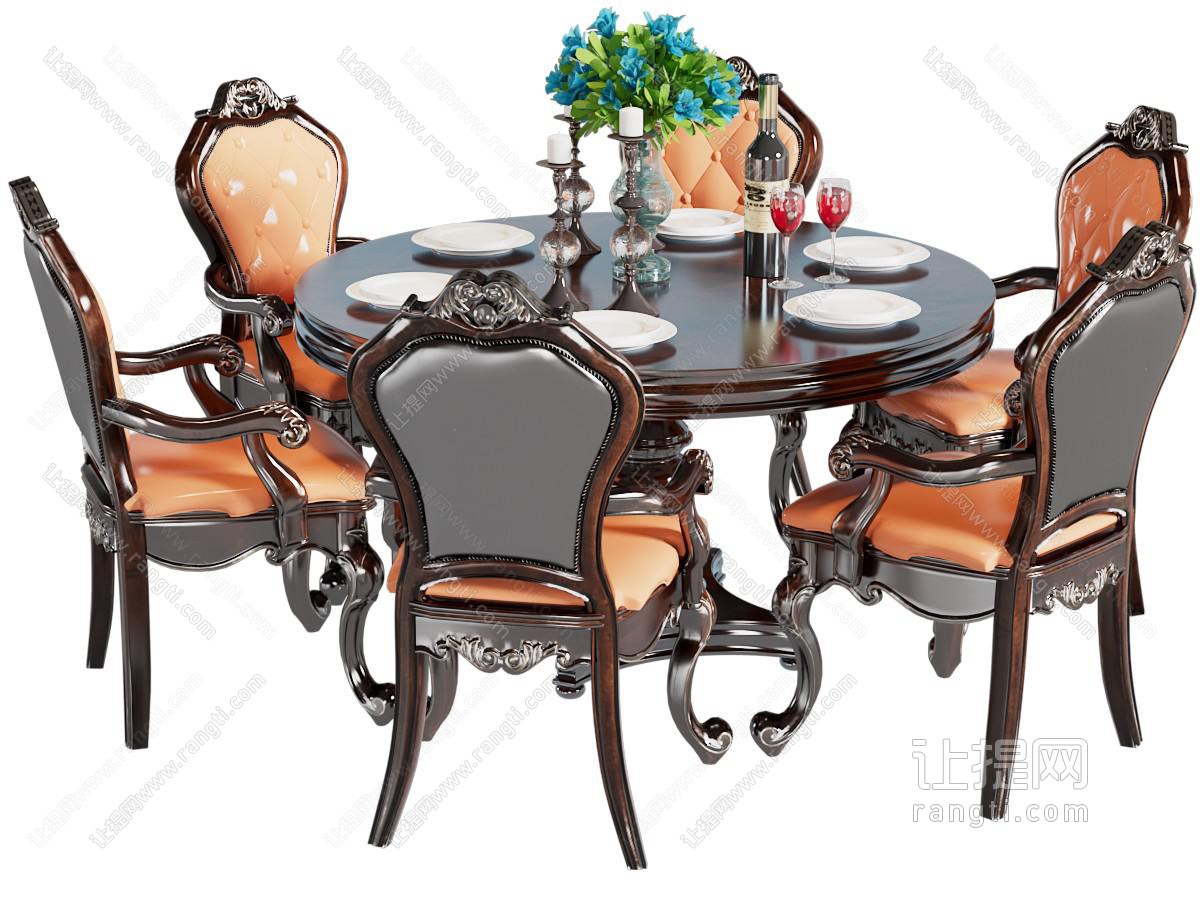 欧式餐桌椅组合 餐具