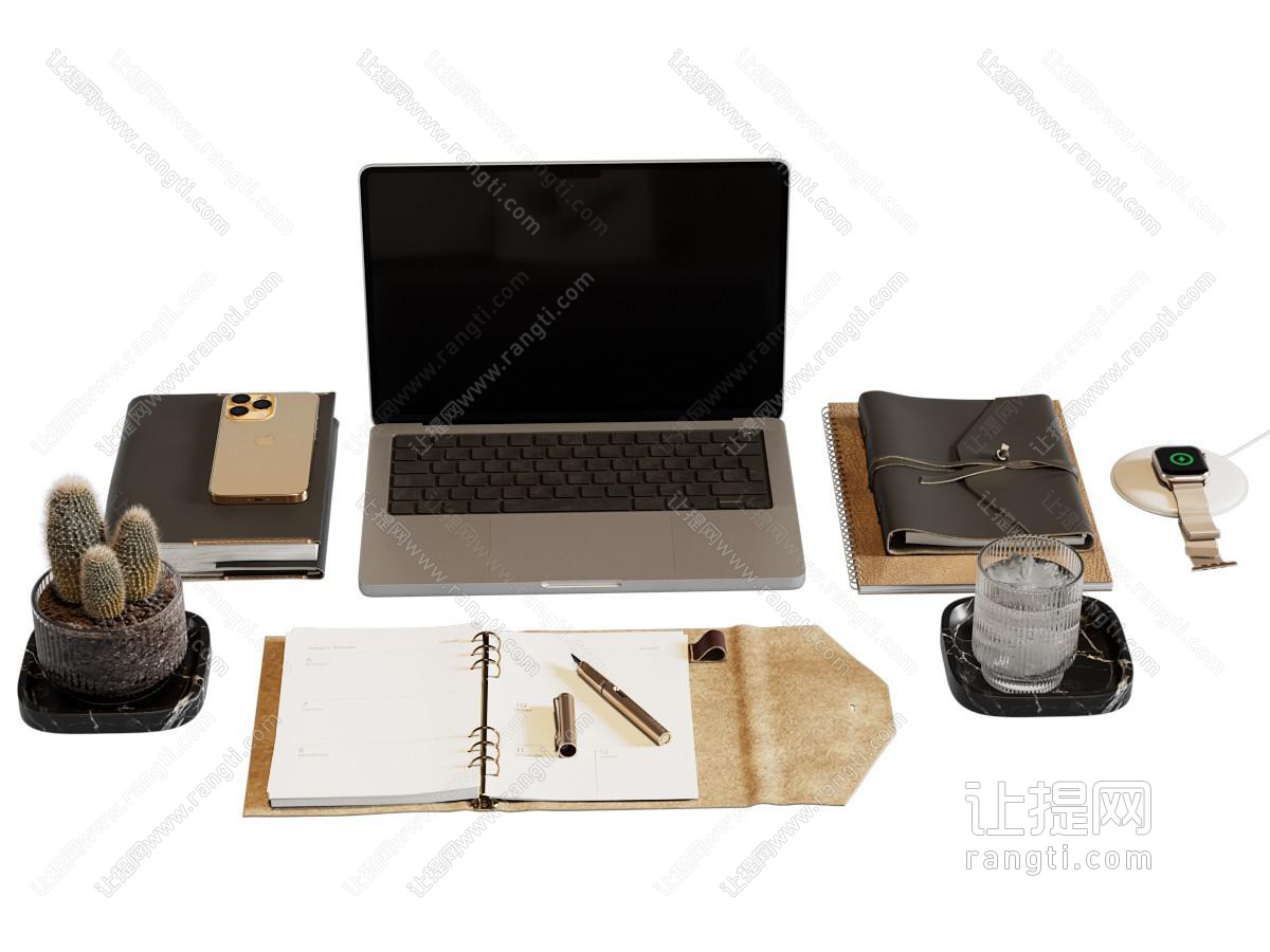 现代办公用品组合 手机电脑 书籍