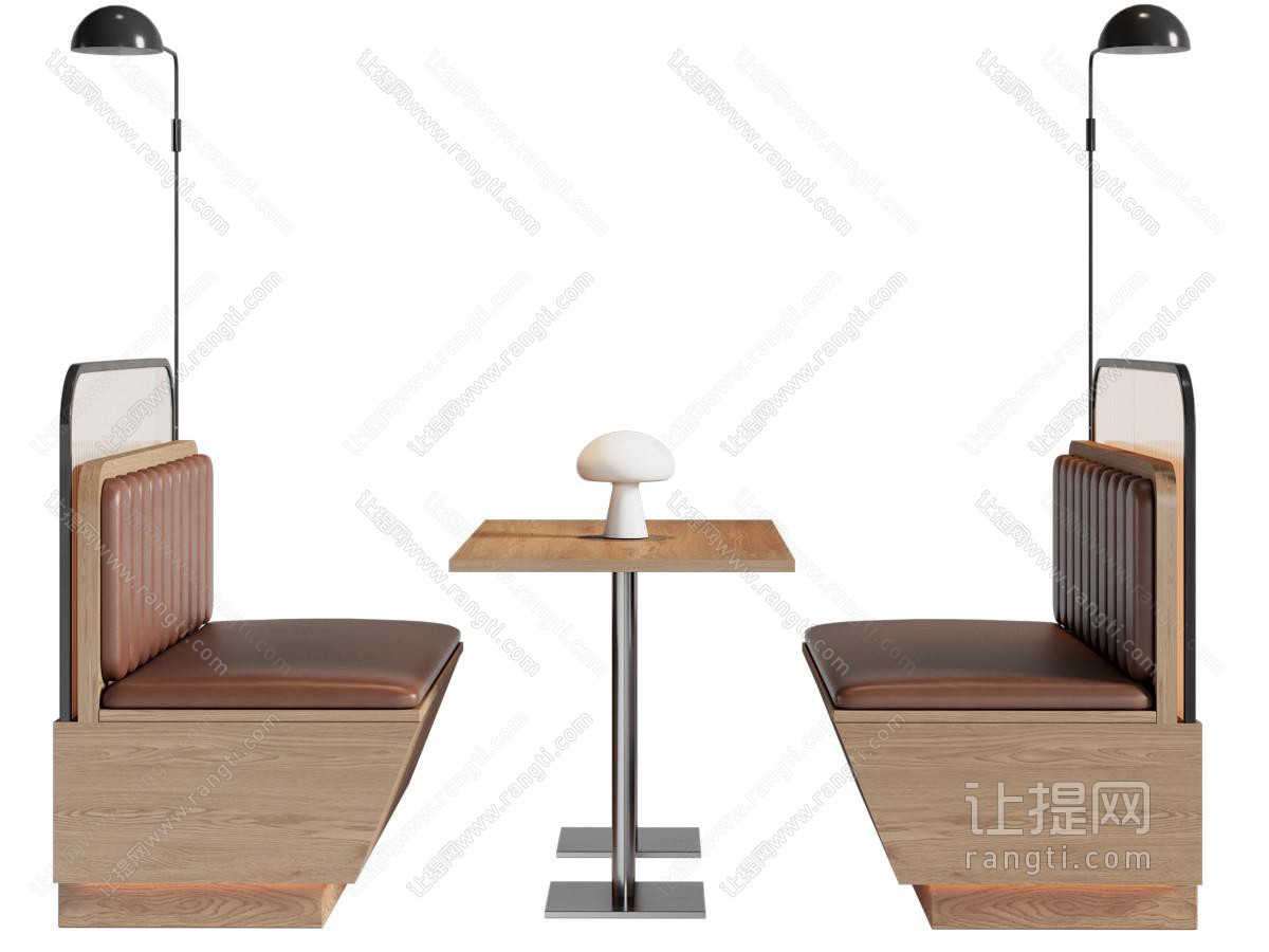 现代中古风餐饮卡座餐桌椅组合