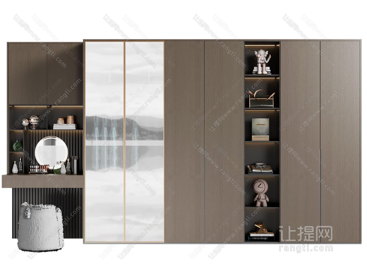 中古 新中式主卧衣柜 卧室衣柜 衣柜梳妆台 衣帽间